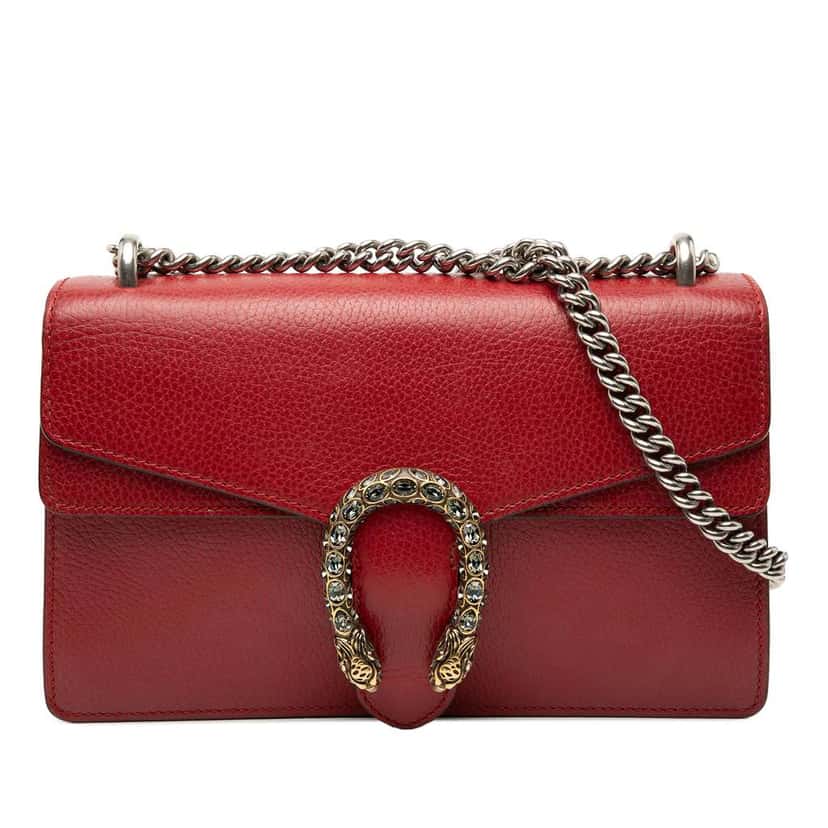 Gucci Medium Leather Dionysus Shoulder Bag Red Leather Very good condition - Front View