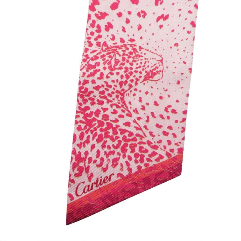 Cartier Panthere Bandeau Silk Scarf Pink Silk Very good condition - Model View