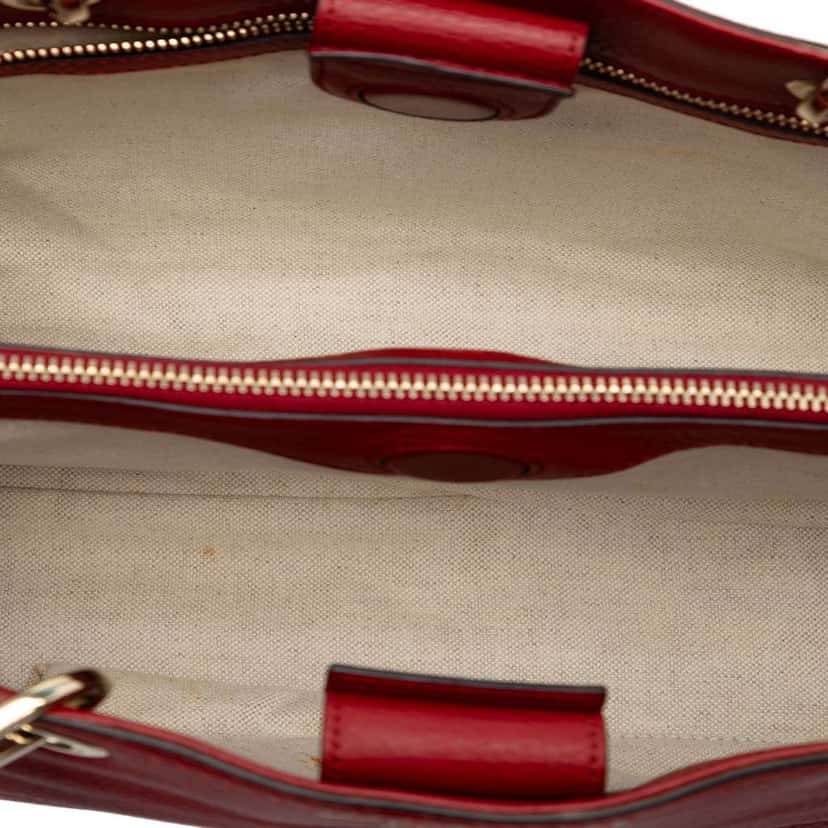 Gucci Medium Calfskin Bamboo Shopper Satchel Red Leather Very good condition - Model View
