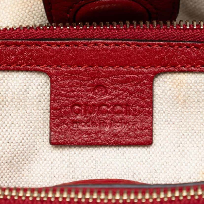 Gucci Medium Calfskin Bamboo Shopper Satchel Red Leather Very good condition - Box View