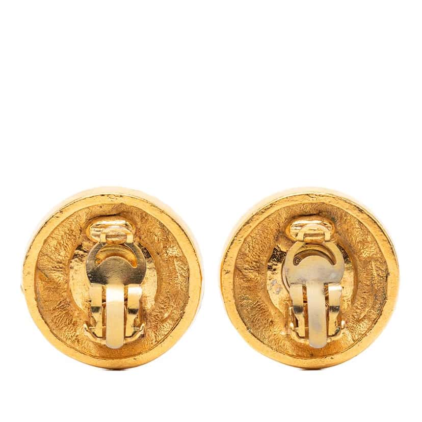 Chanel Gold Plated Faux Pearl Clip On Earrings Gold Metal Very good condition - Back View