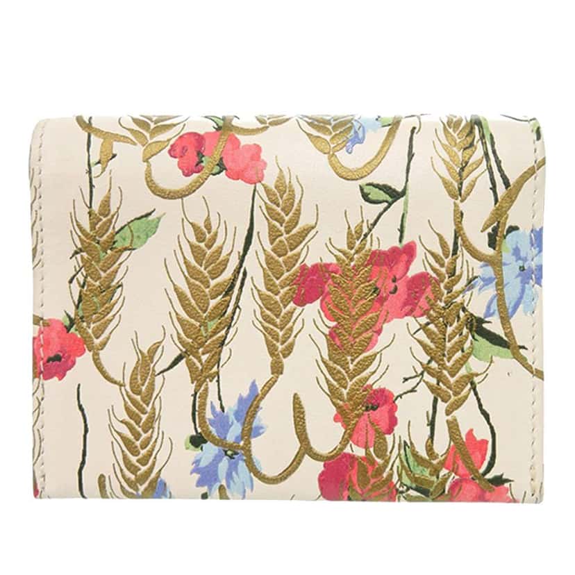 Dior Calfskin Hibiscus Card Holder with Chain White Leather Very good condition - Back View