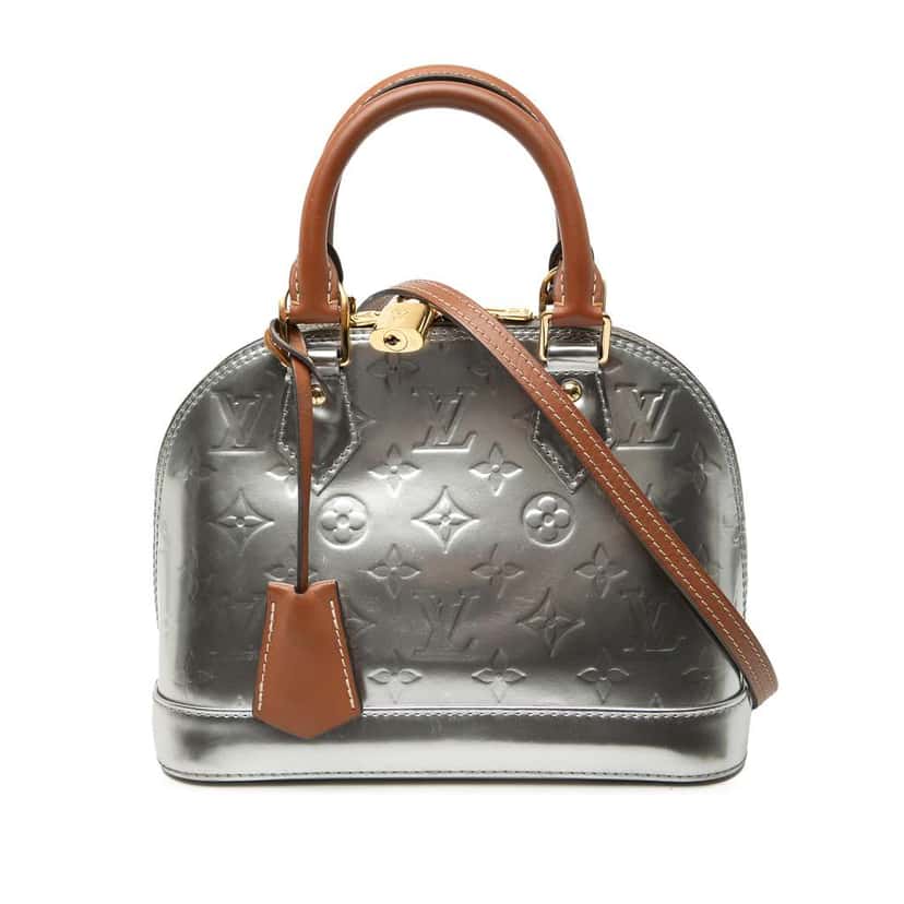 Louis Vuitton Monogram Vernis Alma BB Silver Leather Good condition - Front View