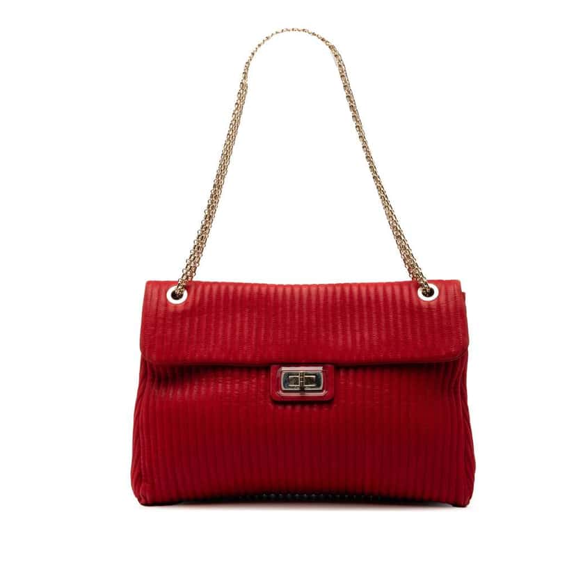 Chanel Maxi Vertical Quilted Calfskin Mademoiselle Lock Bijoux Flap Red Leather Very good condition - Front View