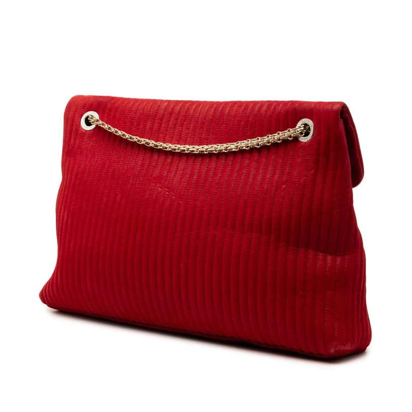 Chanel Maxi Vertical Quilted Calfskin Mademoiselle Lock Bijoux Flap Red Leather Very good condition - Back View