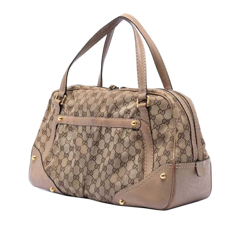 Gucci GG Canvas Jockey Boston Bag Beige Canvas Very good condition - Back View