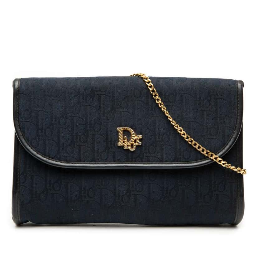 Dior Diorissimo Trotter Canvas Chain Crossbody Blue Canvas Very good condition - Front View