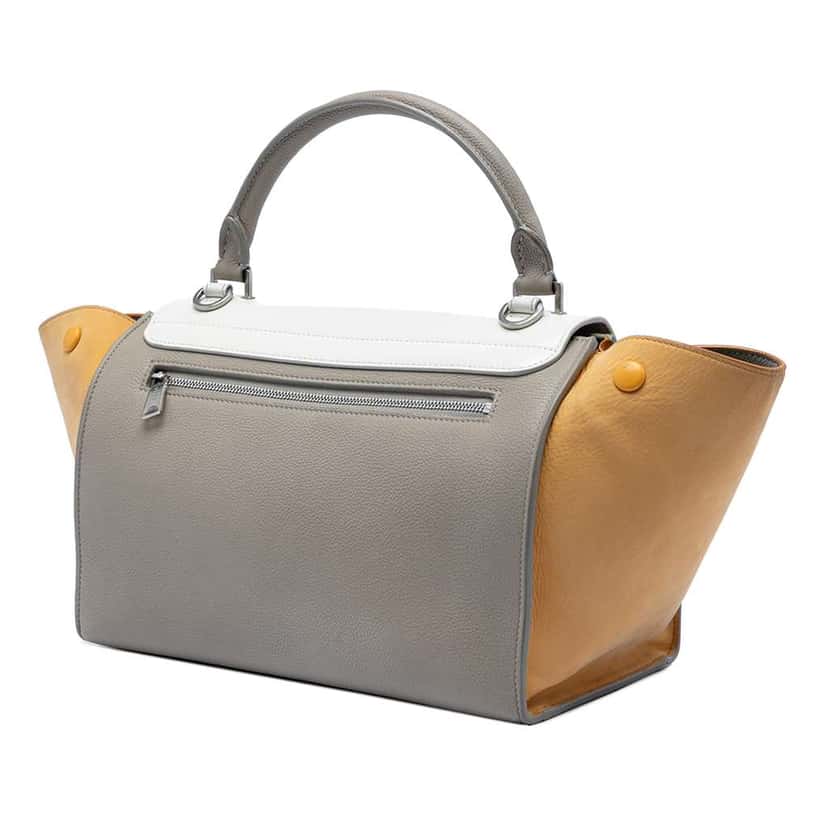 Celine Small Tricolor Leather Trapeze Satchel Grey Leather Very good condition - Back View