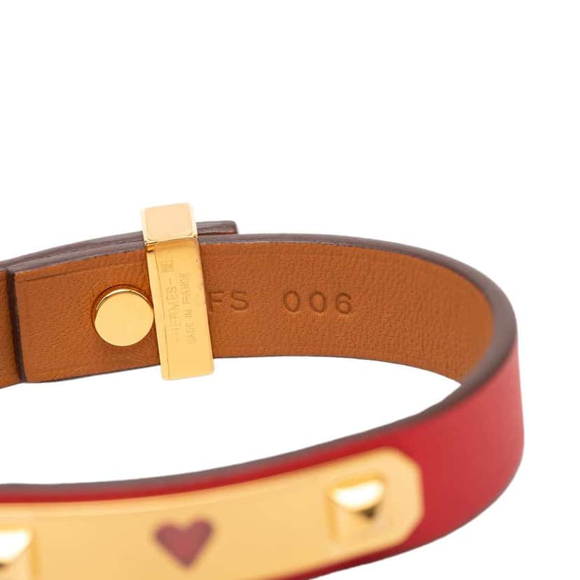 Hermès Narrow Swift As de Coeur Bracelet Red Leather Very good condition - Model View