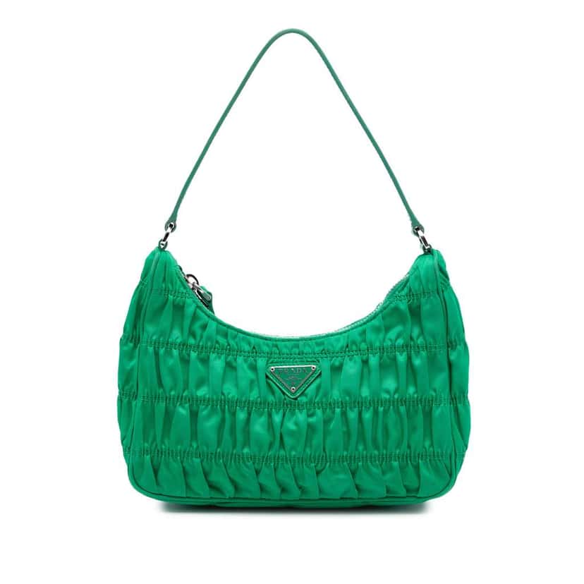 Prada Tessuto Gaufre Re Edition Shoulder Bag Green Very good condition - Front View