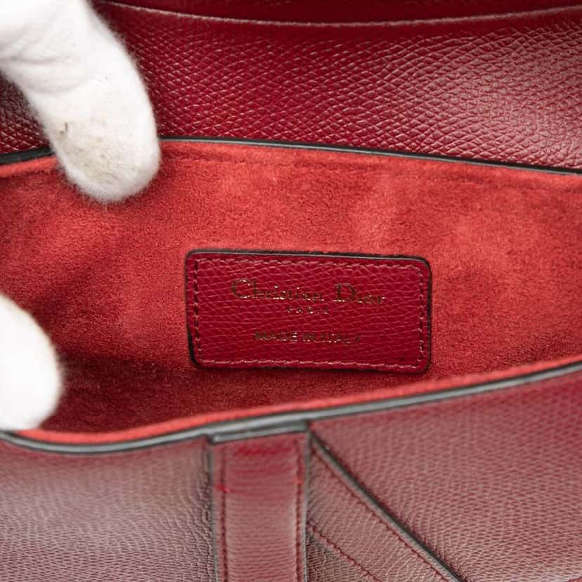 Dior Mini Grained Calfskin Saddle Bag Red Leather Very good condition - Box View