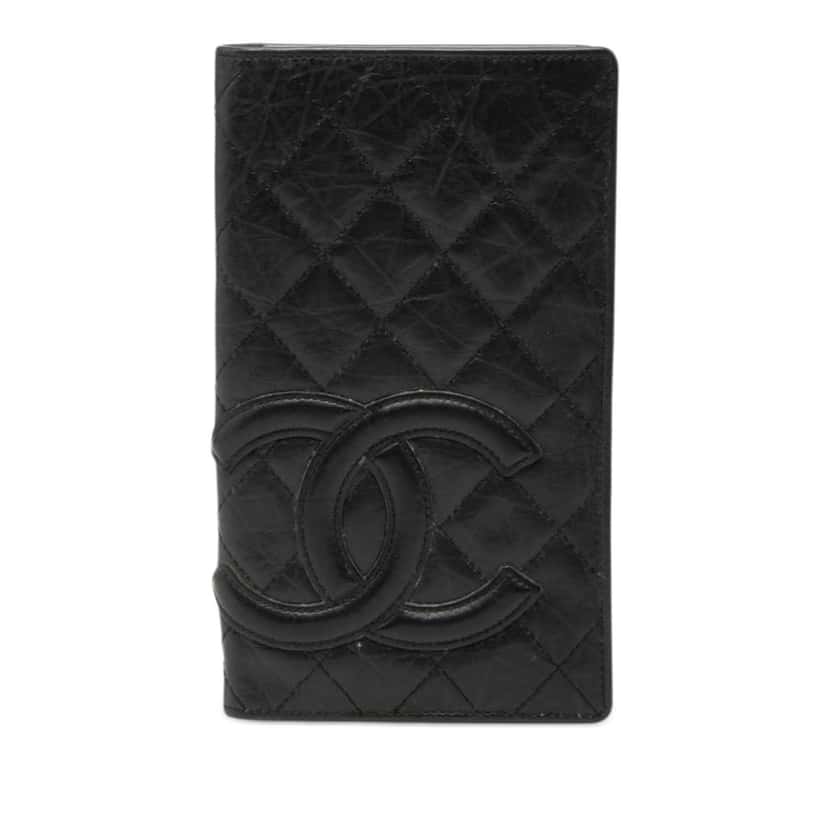 Chanel Quilted Aged Calfskin Cambon Ligne Bifold Wallet Black Leather Very good condition - Front View
