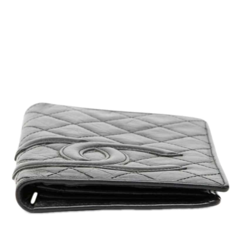 Chanel Quilted Aged Calfskin Cambon Ligne Bifold Wallet Black Leather Very good condition - Inside View