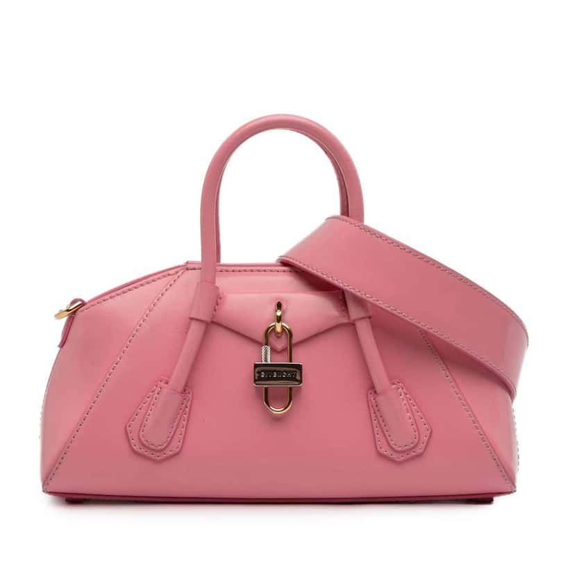 Givenchy Mini Box Calfskin Antigona Stretch Top Handle Bag Pink Leather Very good condition - Front View