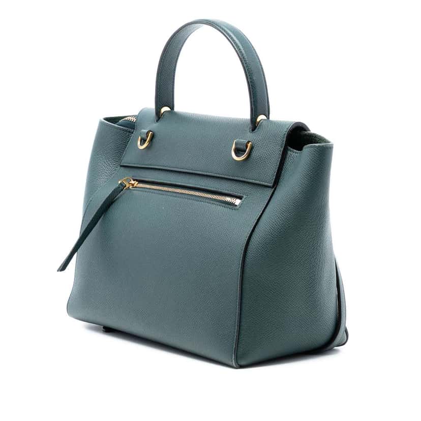 Celine Micro Grained Calfskin Belt Bag Green Leather Very good condition - Back View