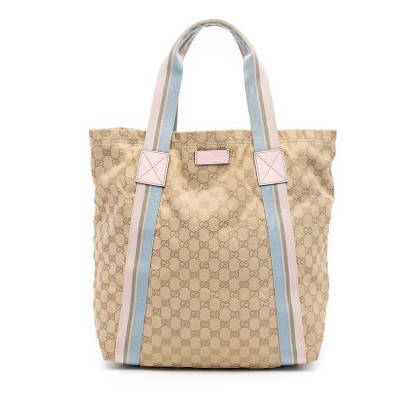 Gucci GG Canvas Web Tote Beige Canvas Very good condition - Front View