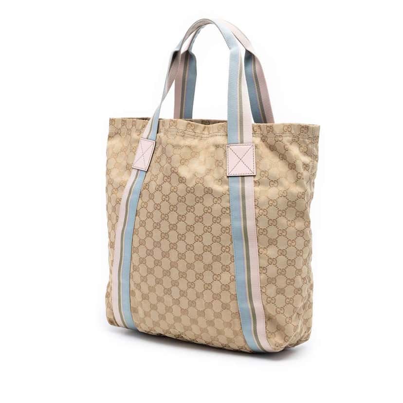Gucci GG Canvas Web Tote Beige Canvas Very good condition - Back View