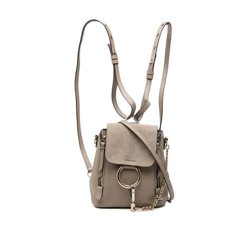 Chloé Mini Calfskin and Suede Faye Backpack Brown Leather Very good condition - Front View