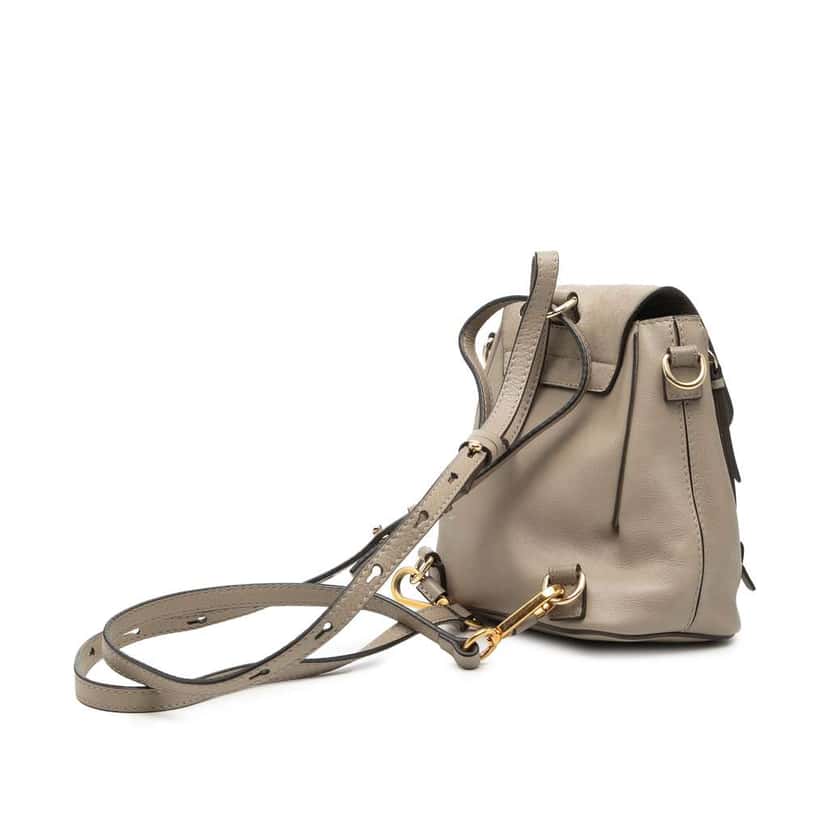 Chloé Mini Calfskin and Suede Faye Backpack Brown Leather Very good condition - Back View