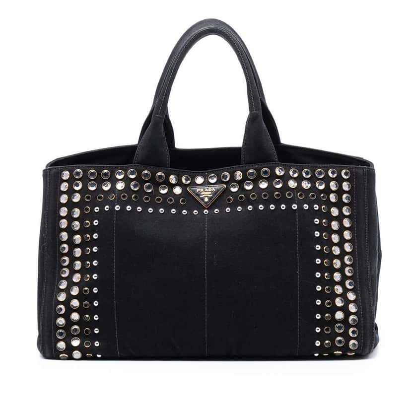 Prada Large Canvas Canapa Bijoux Satchel Black Canvas Very good condition - Front View