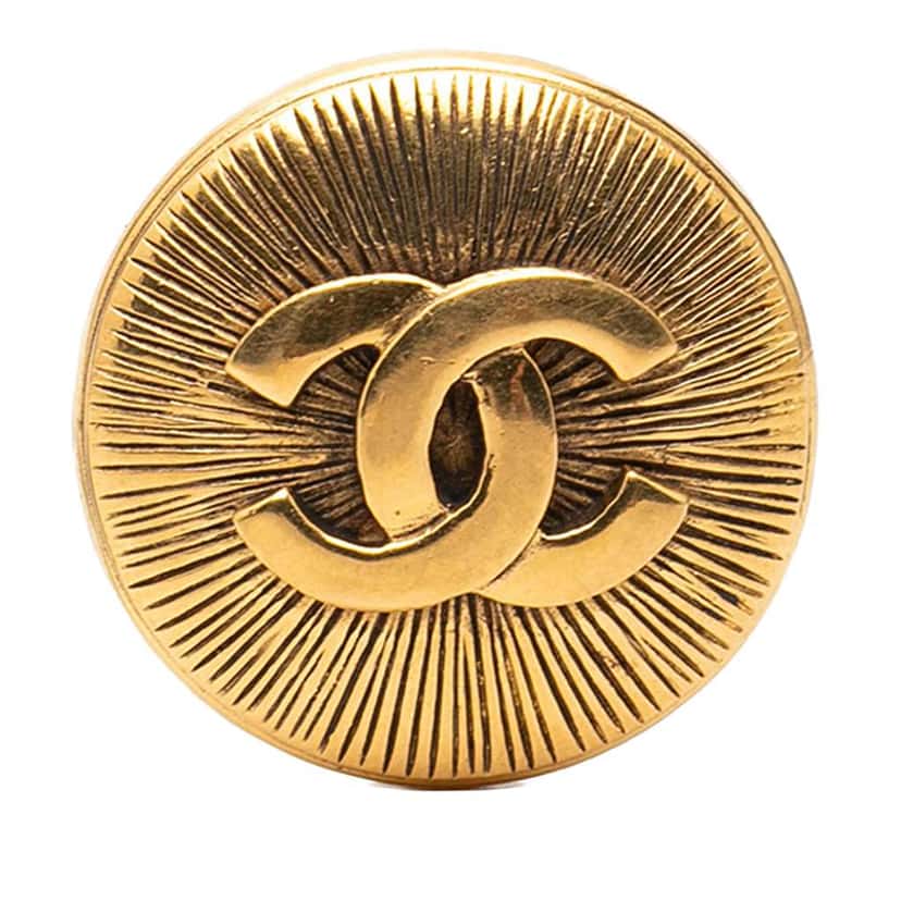 Chanel CC Gold Plated Round Brooch Gold Metal Very good condition - Front View