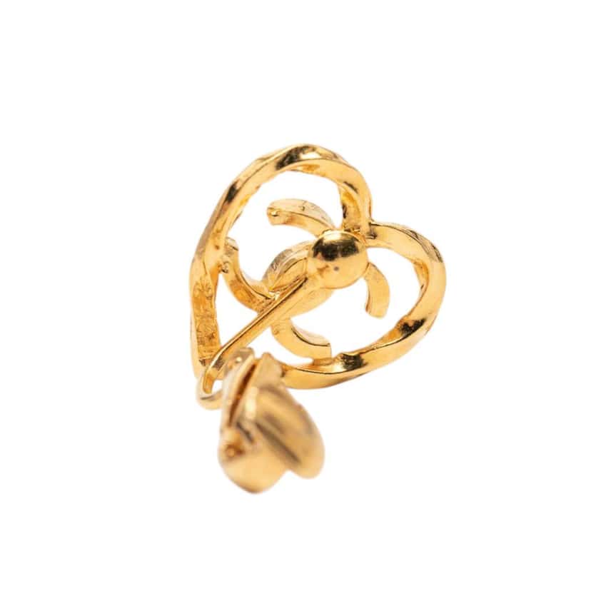 Chanel Gold Plated CC Heart Clip On Earrings Gold Metal Very good condition - Inside View