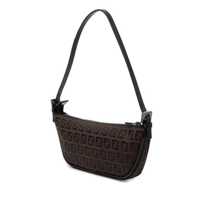 Fendi Zucchino Canvas Half Moon Pochette Brown Canvas Very good condition - Back View