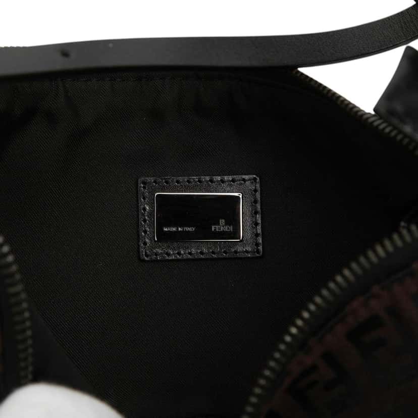 Fendi Zucchino Canvas Half Moon Pochette Brown Canvas Very good condition - Box View