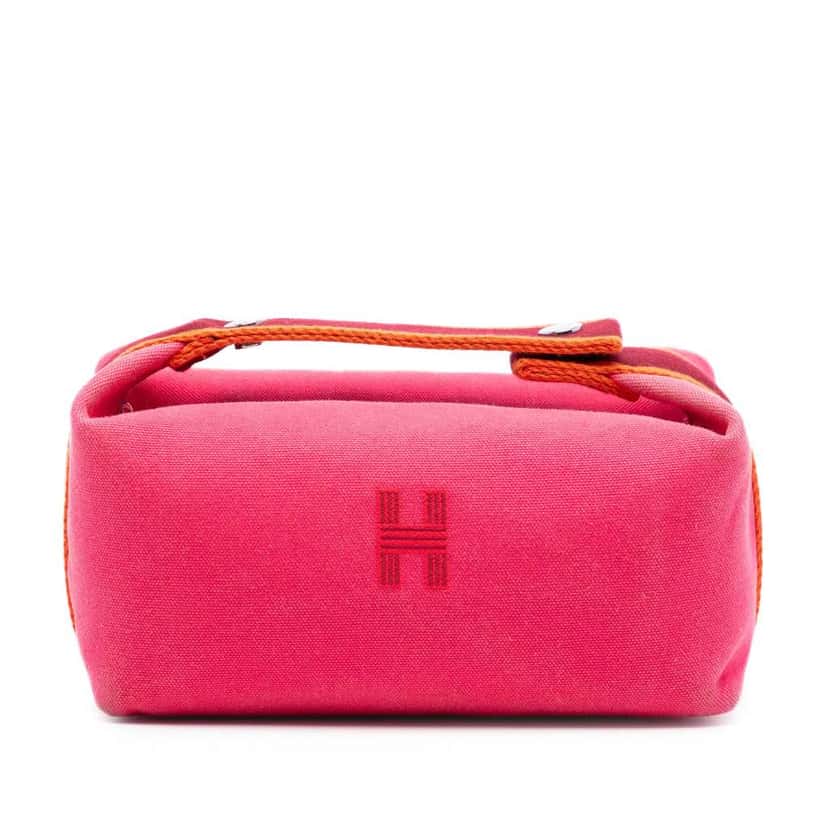 Hermès Small Toile Bride A Brac Case Pink Canvas Very good condition - Front View