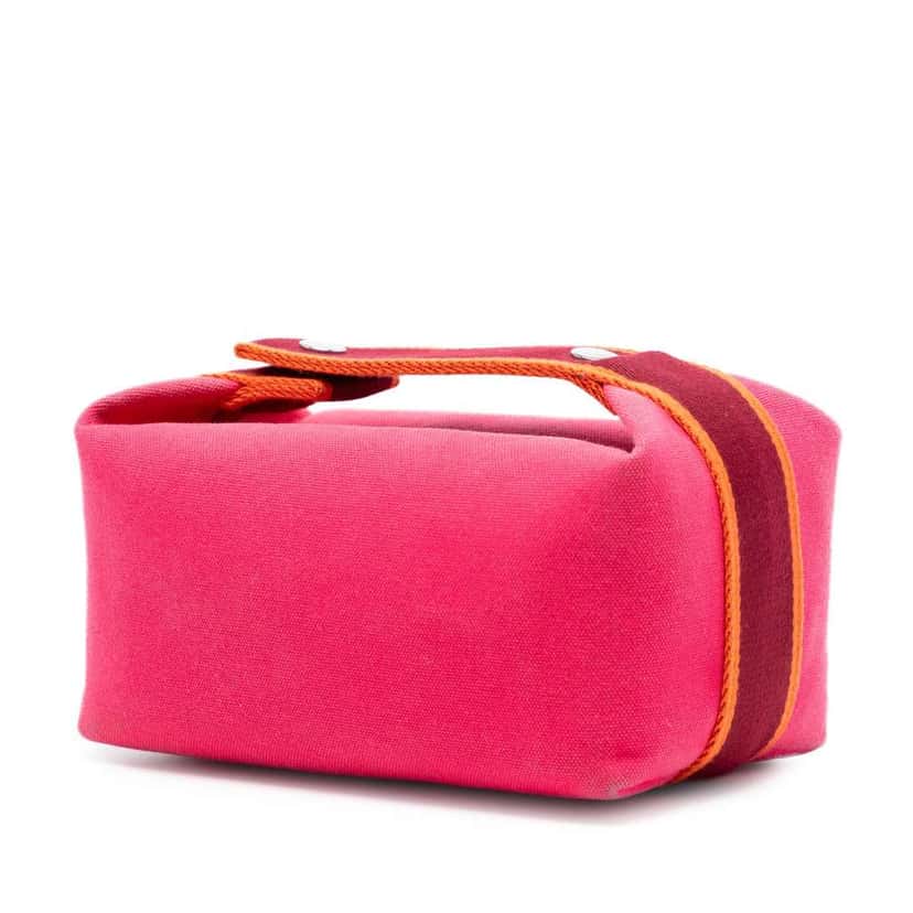 Hermès Small Toile Bride A Brac Case Pink Canvas Very good condition - Back View