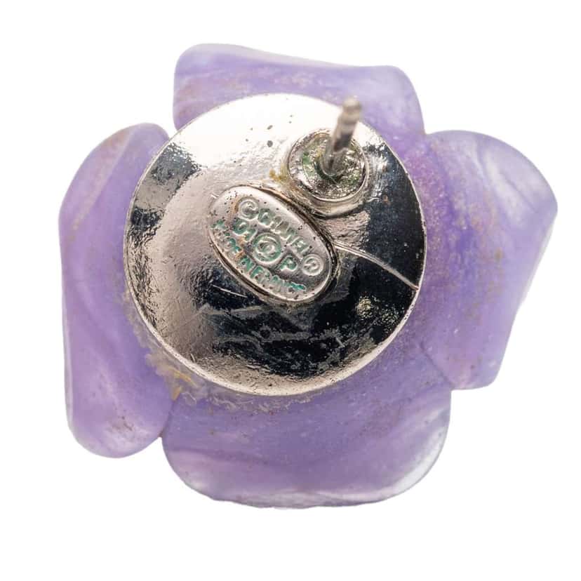 Chanel Resin Camellia Earrings Purple Very good condition - Inside View