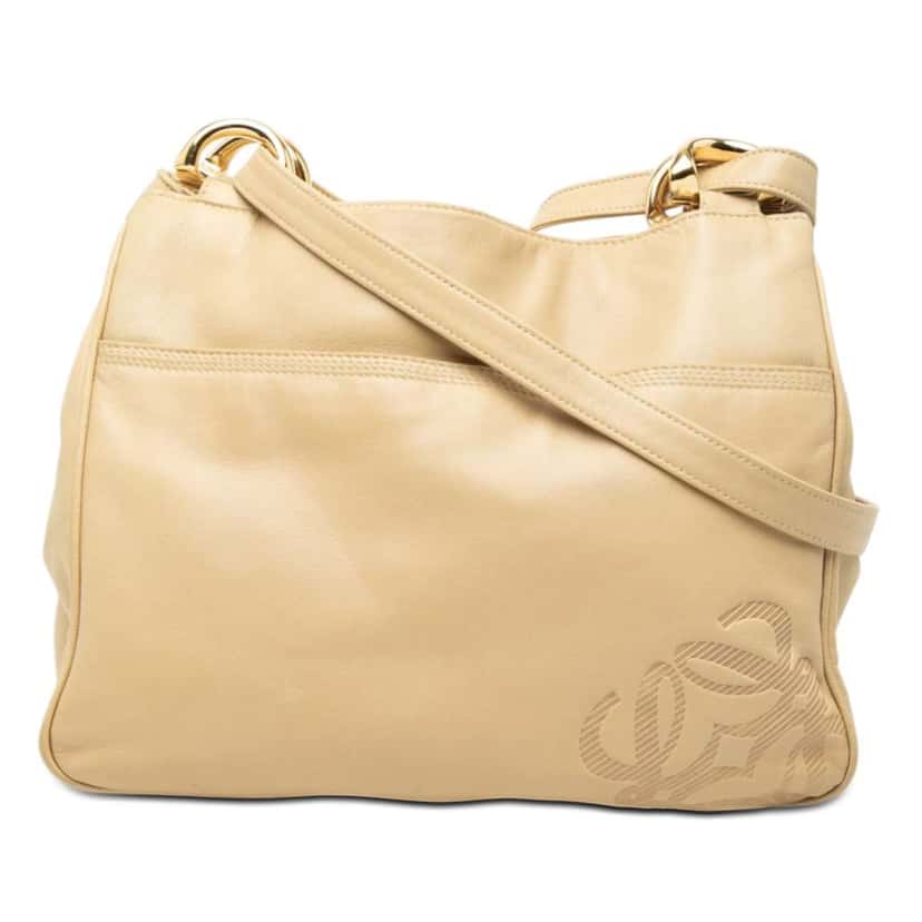 Loewe Leather Anagram Shoulder Bag Beige Leather Very good condition - Front View