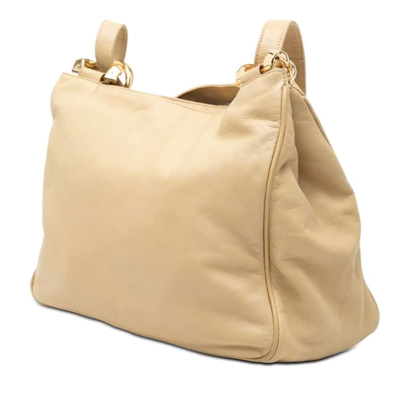 Loewe Leather Anagram Shoulder Bag Beige Leather Very good condition - Back View