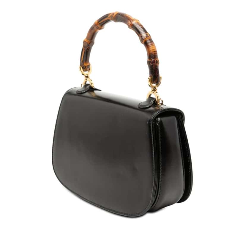 Gucci Small Calfskin Bamboo Night Black Leather Very good condition - Back View