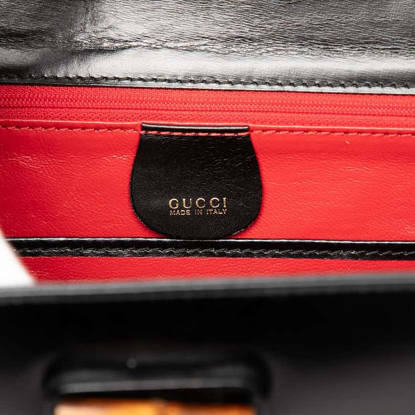 Gucci Small Calfskin Bamboo Night Black Leather Very good condition - Box View