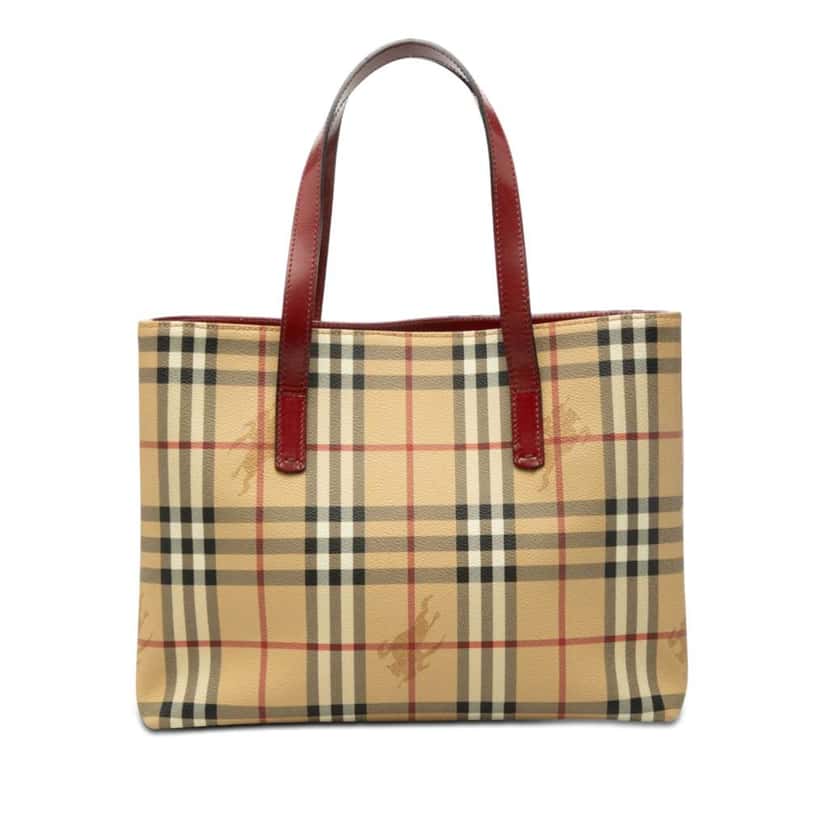 Burberry Haymarket Check Coated Canvas Tote Beige Canvas Very good condition - Front View
