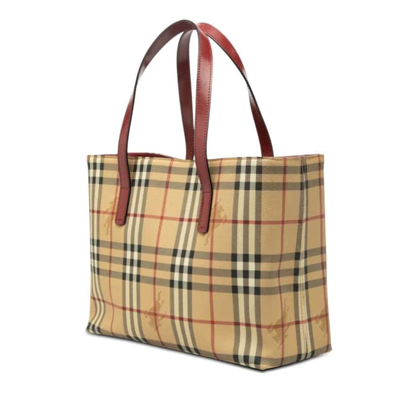 Burberry Haymarket Check Coated Canvas Tote Beige Canvas Very good condition - Back View