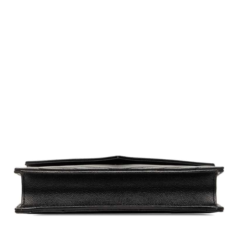 Saint Laurent Grain De Poudre Cassandre Envelope Chain Wallet Black Leather Very good condition - Inside View
