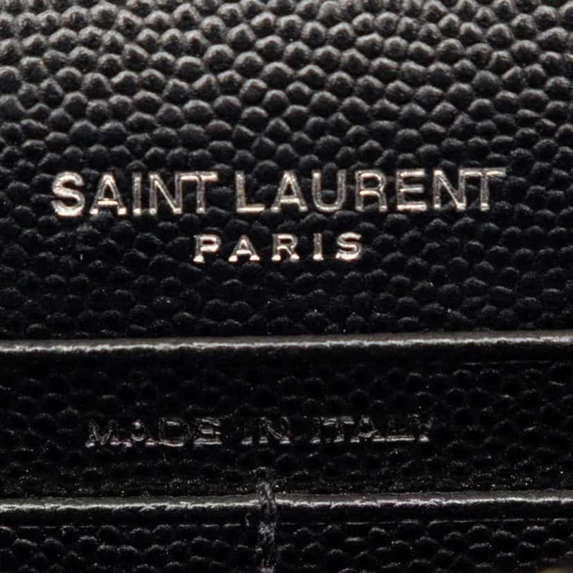 Saint Laurent Grain De Poudre Cassandre Envelope Chain Wallet Black Leather Very good condition - Box View