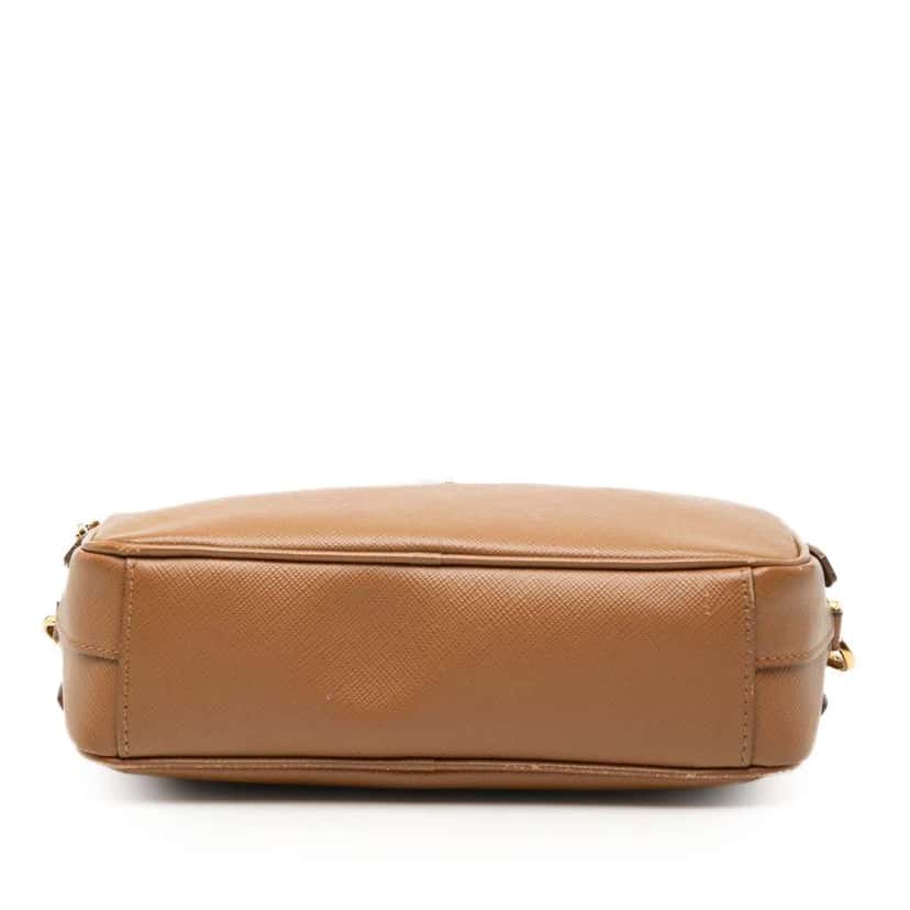 Prada Mini Saffiano Double Zip Crossbody Brown Leather Very good condition - Inside View