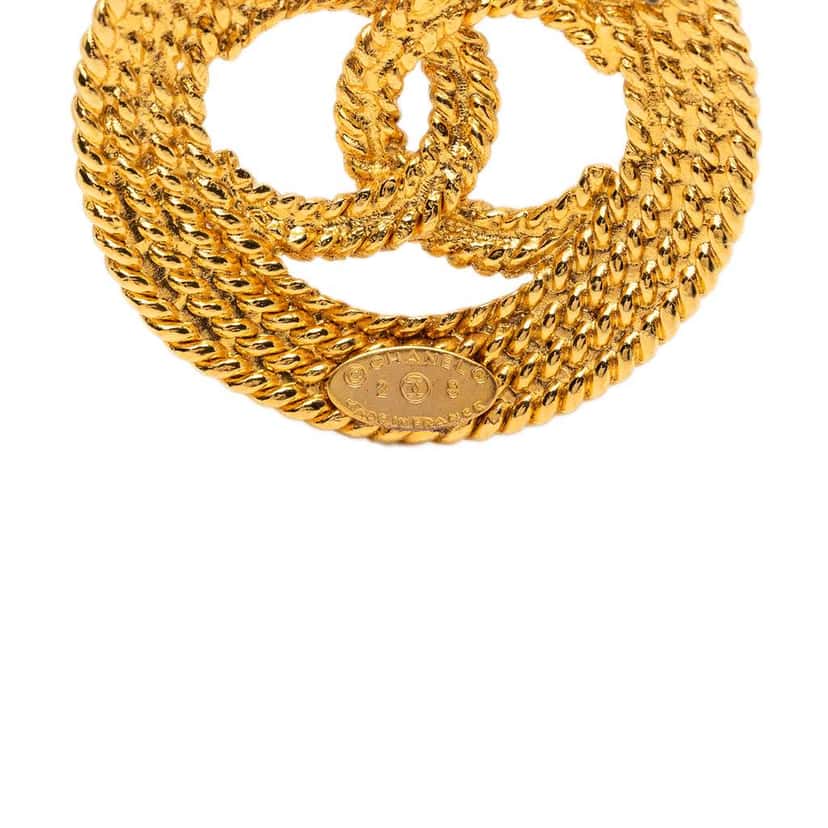 Chanel Gold Plated CC Rope Brooch Gold Metal Very good condition - Inside View