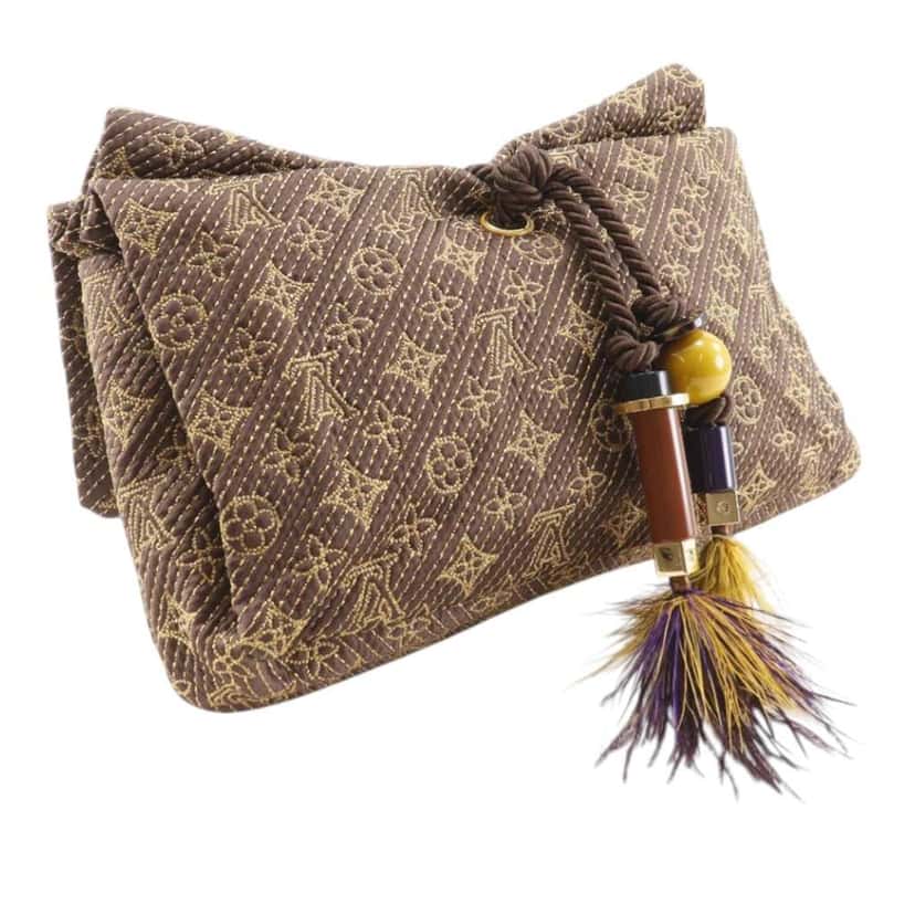 Louis Vuitton Monogram Metisse African Queen Clutch Brown Satin Very good condition - Back View