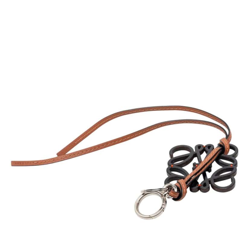 Loewe Leather Anagram Key Ring and Bag Charm Orange Leather Very good condition - Back View