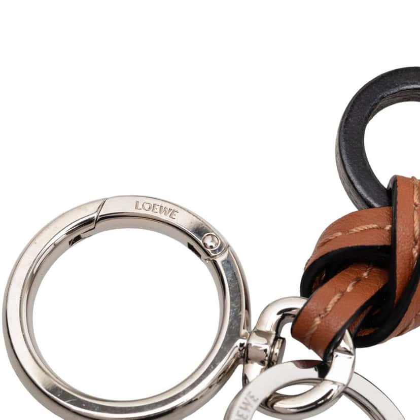 Loewe Leather Anagram Key Ring and Bag Charm Orange Leather Very good condition - Box View
