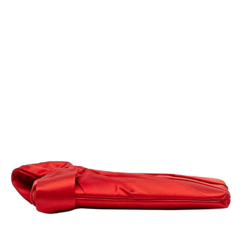 Valentino Pleated Satin Bow Clutch Red Satin Very good condition - Inside View