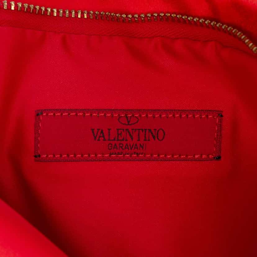 Valentino Pleated Satin Bow Clutch Red Satin Very good condition - Box View