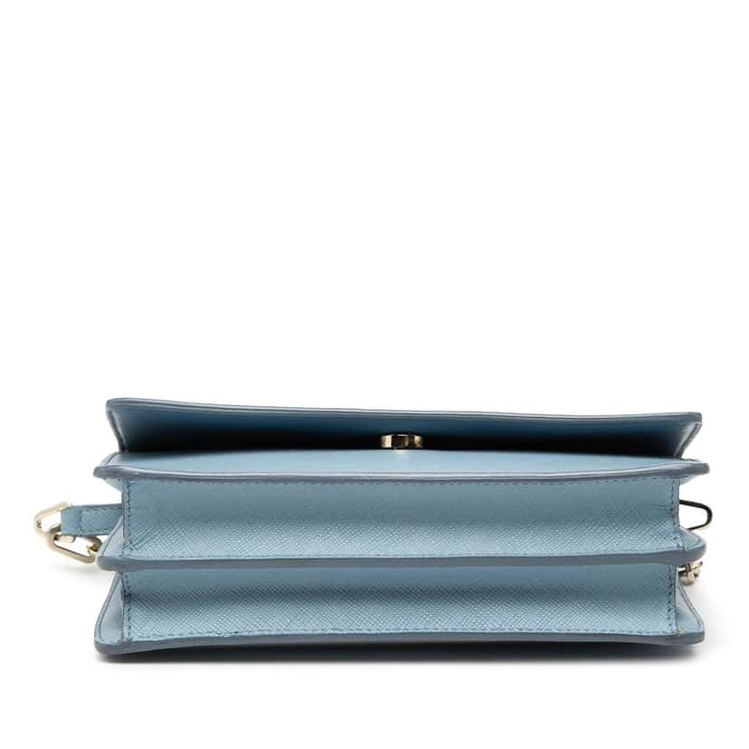 Prada Saffiano Lux Wallet On Chain Blue Leather Very good condition - Inside View