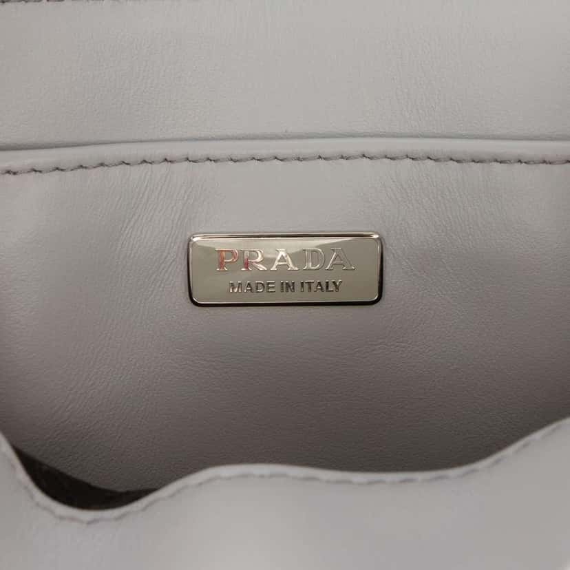 Prada Small Leather Brushed Tote Grey Leather Very good condition - Box View
