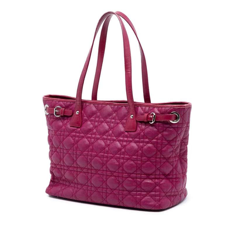 Dior Cannage Panarea Tote Bag Pink Canvas Very good condition - Back View
