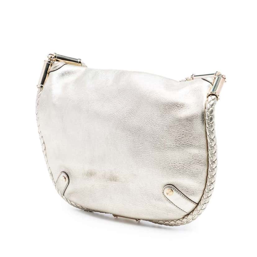 Gucci Medium Metallic Calfskin Britt Tassel Flap Shoulder Bag Gold Leather Very good condition - Back View